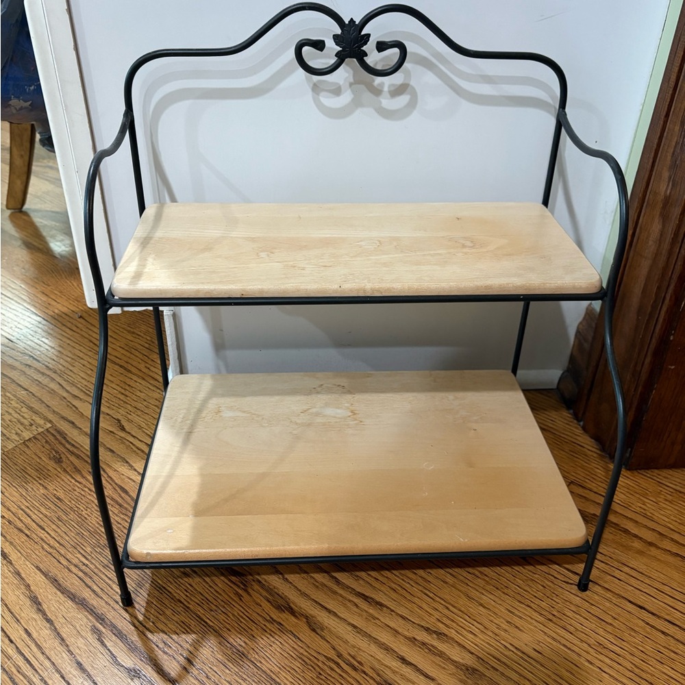 Longaberger Black and Tan Two-Tier Shelf